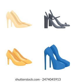 Colección de tacones altos elegantes en diferentes estilos y colores