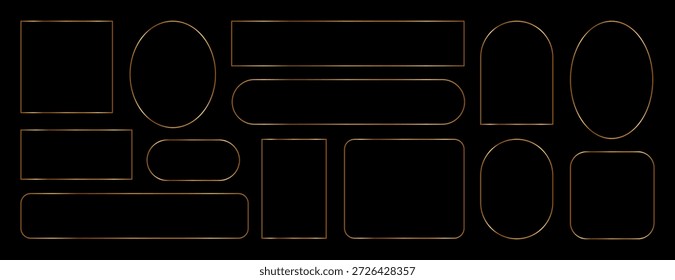 Sammlung von eleganten linearen goldenen Linien Rahmen, Text-Boxen, Vektorelemente