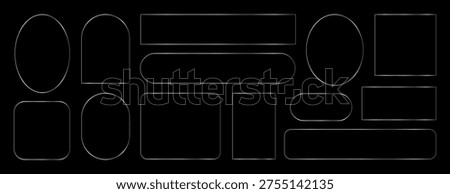 Collection of elegant linear silver line frames, text boxes vector elements