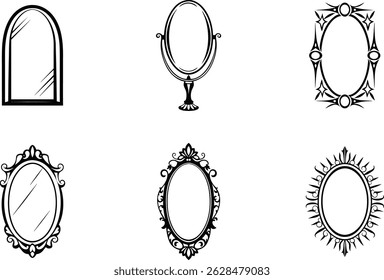 Verzameling van elegante spiegelframe ontwerpen geïsoleerd op witte achtergrond