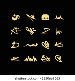 A collection of elegant and modern abstract logo designs. Logo illustration for business purposes. Gold icon. Accessory inspiration, corporate identity, business card, profile and social media icons