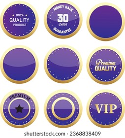 Collection of elegant purple and golden design elements - buttons, badges, labels.e