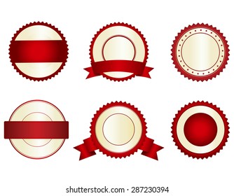 Collection of elegant red and gold empty stamps/ seals