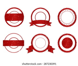 Collection of elegant red and white grunge empty stamps/ seals
