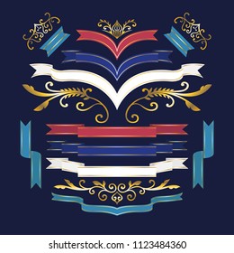 collection elegant ribbon vintage labels