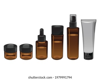 Collection of elegant Skin care Bottle. Beauty product package illustration for mockup template and editorial illustration