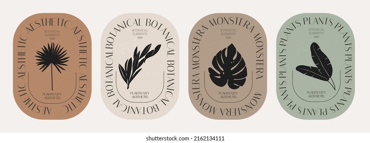 Collection of elegant stickers badges and logos for beauty, organic products, flowers, stars, plants, botany, weddings. stickers for packaging. Vector illustration for web design, marketing materials