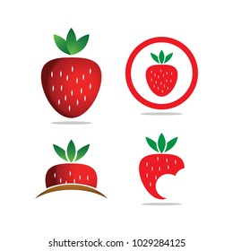 Collection of elegant strawberry fruit logo template