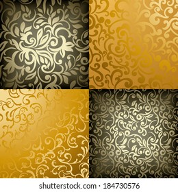 Collection of Elegant stylish abstract floral wallpapers. Seamless patterns 