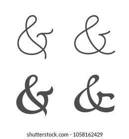 Collection of elegant and stylish custom ampersand. Decoration ampersands. Vector illustration.