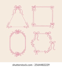 A collection  elegant and vintage frames featuring floral, bow, and ribbon elements