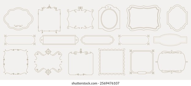 Collection of elegant vintage frames. Ornate vintage frames in various shapes. Decorative vintage frames for classic design. 