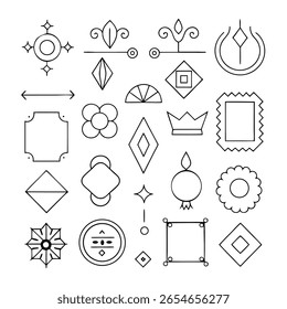 Uma coleção de elegantes elementos de linha vintage, ornamentos retrô, quadros clássicos e bordas decorativas perfeitas para banners, cartazes, emblemas, rótulos e projetos de design elegantes.