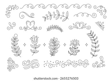 Collection of elegant wedding decoration elements