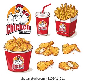 collection element Fast food set vector illustration