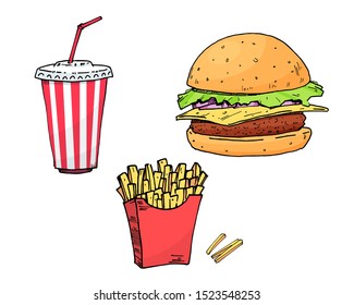 collection element Fast food set vector illustration