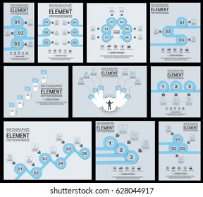COLLECTION OF ELEMENT FOR INFOGRAPHIC  TEMPLATE GEOMETRIC FIGURE OVERLAPPING CIRCLES BLUE