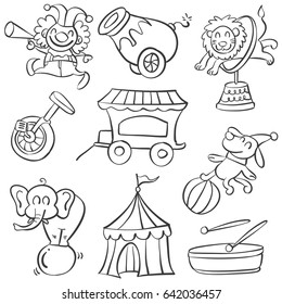 Collection elementcircus doodle style