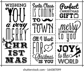 Collection of Elements for Christmas Greeting Cards in Vintage Style