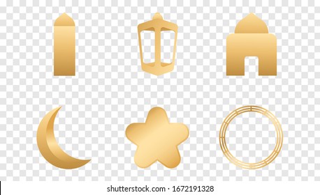 a collection of elements for the decoration of Ramadan events. mosque, lanterns, frames, stars and the moon. Ramadan karem 2020.