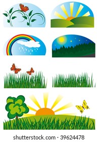 Collection of elements of nature. Vector illustration