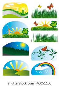 Collection of elements of nature. Vector illustration