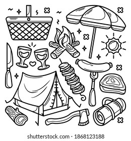 colección de elementos garabato de picnic