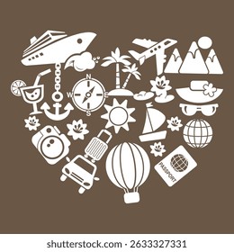 Collection of elements of signs and symbols of travel and rest time