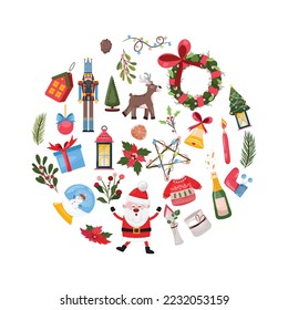 Collection of elements for winter holidays, Christmas