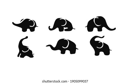 collection of elephant silhouettes vector illustration