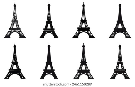 Collection of elf tower icons. Vector illustration isolated on white background
