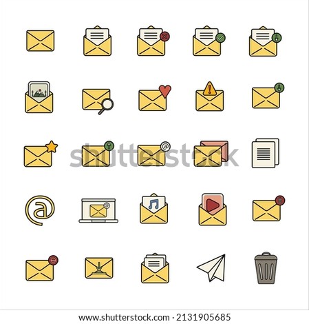 A collection of Email folder file icons set. email, email sending, saved, deleted, trash, document. Vector, illustration