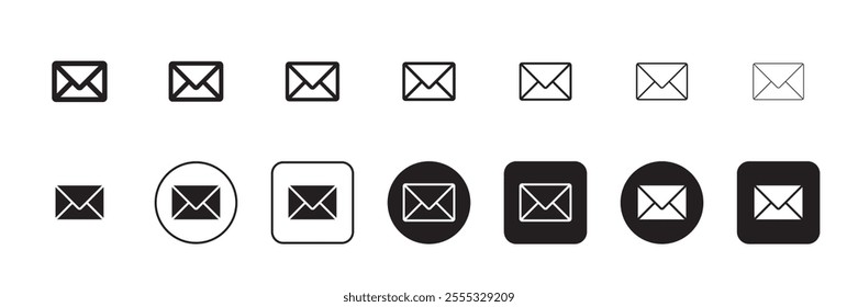 collection of email icons. email vector. envelope icon. message icon. collection of envelope icons. editable lines