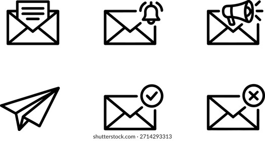 Sammlung von E-Mail- und Nachrichtensymbolen für die Kommunikation