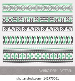 Collection of embroidery ornament. Vector illustration.