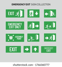 Set Emergency Exit Sign Fire Exit Stock Vector (royalty Free) 249326848