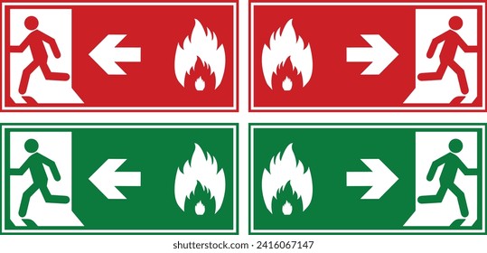 Collection Emergency fire exit sign,  Emergency exit, Emergency Exit sign board, Green and red emergency exit sign, Fire sign  