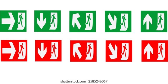 Collection Emergency fire exit sign, Emergency exit, Emergency Exit sign board, Green and red emergency exit sign, Fire sign