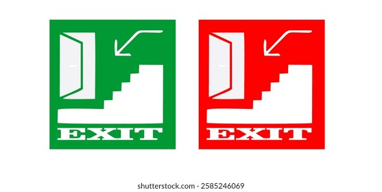 Collection Emergency fire exit sign, Emergency exit, Emergency Exit sign board, Green and red emergency exit sign, Fire sign