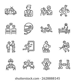 Collection of Emergency Line Style Icons 

