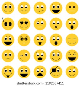 Collection of emoticon icons. Abstract emoji illustration. Smile icons vector illustration isolated on white background. Smiling card or banner