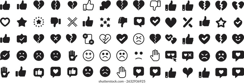 Collection of Emoticon Icons for Social Media and User Interface	