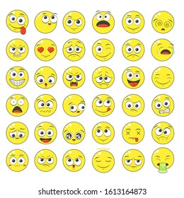 Collection Emoticons Different Mood Set Smile Stock Vector (Royalty ...
