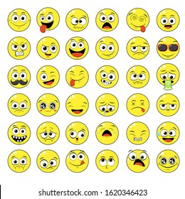 Collection Emoticons Different Mood Set Smile Stock Vector (Royalty ...