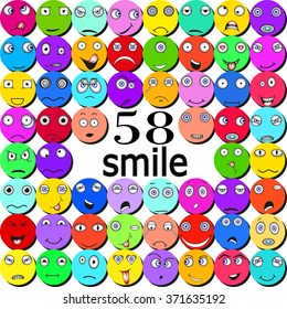 Collection of emoticons in the square and the circle, vector EPS