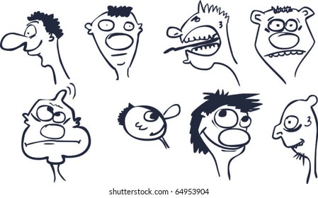 Collection of emotions of cartoons