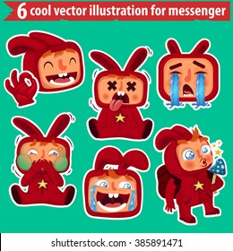 Collection of emotions for the messenger. Vector stickers.