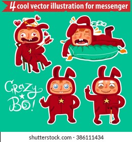 Collection of emotions for the messenger. Vector stickers.