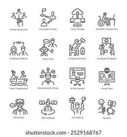 Collection of Employment Linear Icons 

