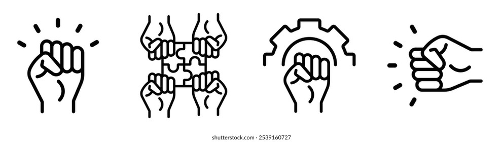  collection of empowerment concept editable stroke outline icon isolated on white background flat vector illustration.